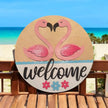 Welcome Flamingo Novelty Sign