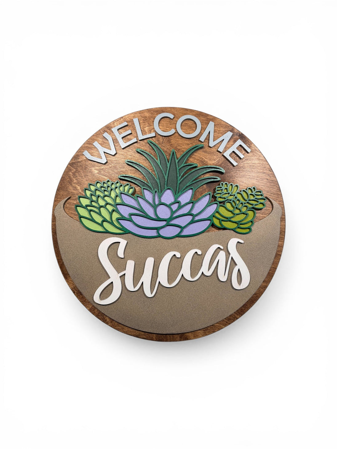 Welcome Succas Door Hanger Sign - Rustic Halo