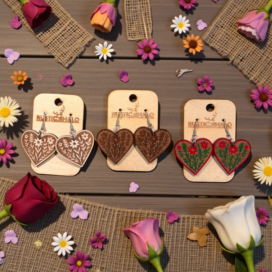 Wildflower Hearts Dangle Earrings - Rustic Halo
